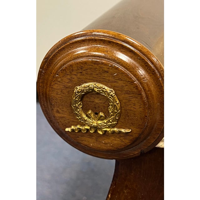 Turn of the Century French Empire Mahogany Bench For Sale - Image 9 of 9