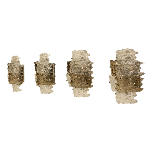 Wall Lamps in Murano Glass by Zero Quattro, Italy, 1970s, Set of 4 For Sale