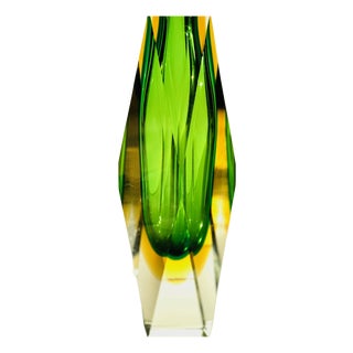 Vintage Green Vase in Murano Glass, by Flavio Poli for Seguso, 1960s For Sale