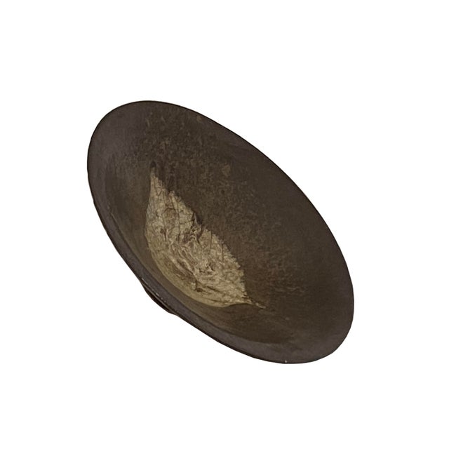 1980s Chinese Ware Brown Black Glaze Graphic Ceramic Tea Bowl Cup Display For Sale - Image 5 of 9