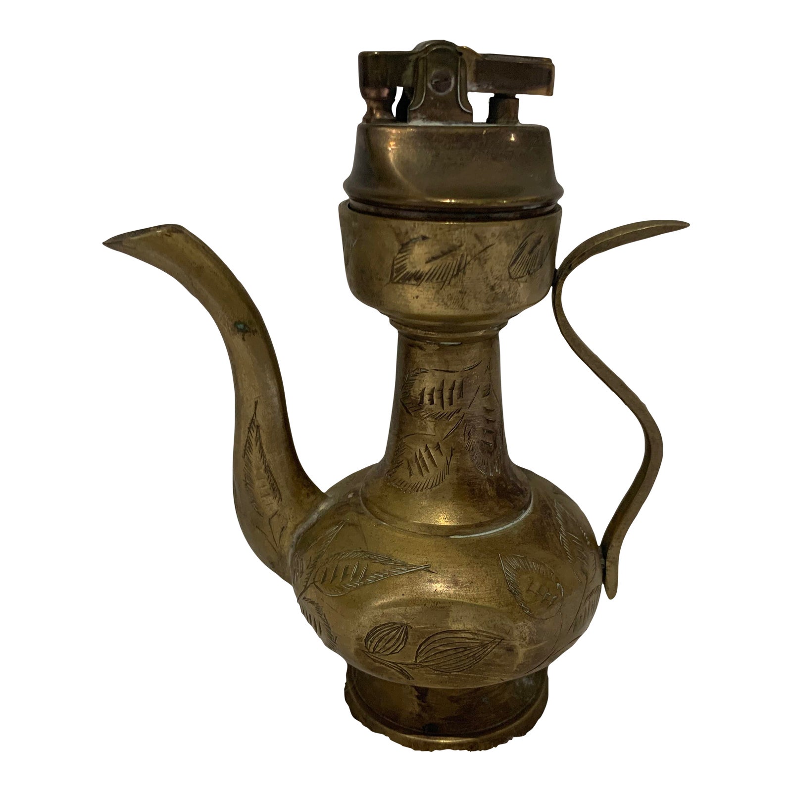 Vintage Sarna Brass Teapot Genie Lamp Pitcher Lighter India Ornate Etched 098 Chairish