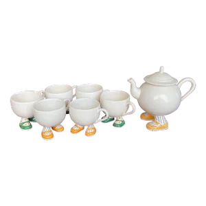 1970s Carlton Ware Walking Tea Pot With 6 Walking Tea Cups