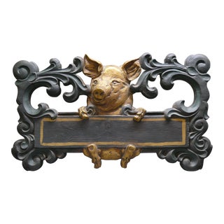 Vintage Rustic Pig Advertising Sign Art For Sale