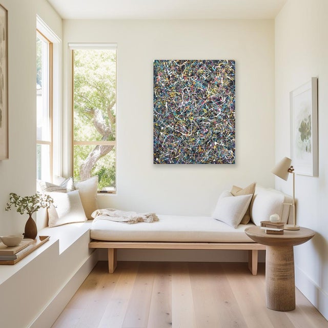 White Noise - Colorful Energetic Abstract Expressive Textural Drip Painting Original Artwork by Marc Raphael For Sale In Los Angeles - Image 6 of 8