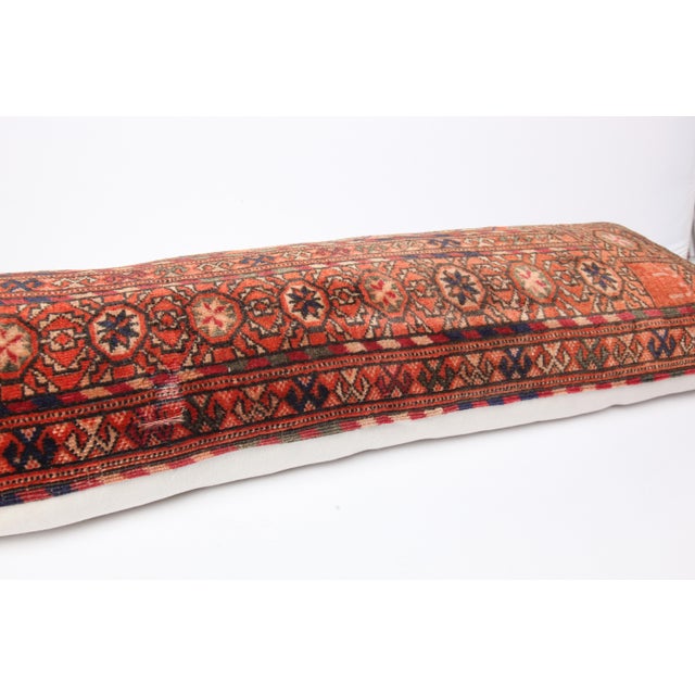 Rustic Vintage Handknotted Lumbar Rug Pillow Cushion Cover -16'' X 47'' For Sale - Image 4 of 8