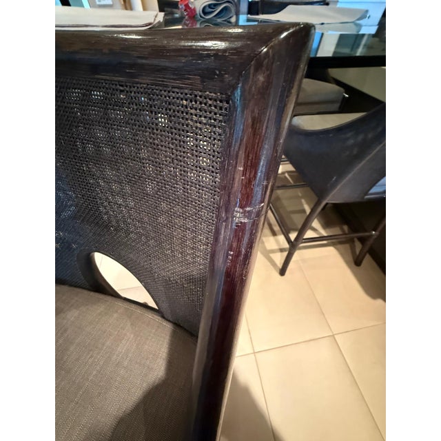 2010s Set of Four Attributed to Barbara Barry for McGuire Caned Barstools With Cushions For Sale - Image 5 of 10