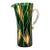 Vintage Art Deco Style Emerald Green Glass Cocktail Set – Gilt Geometric Decoration – Pitcher & 8 Tumblers – Mid-Century For Sale