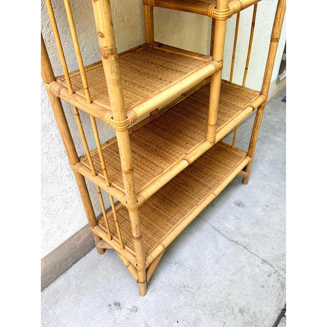 Wood Bookcase in Bamboo, Malacca and Vienna Straw from Vivai del Sud, 1960 For Sale - Image 7 of 13