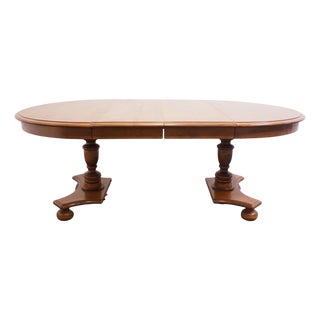 Ethan Allen Heirloom Nutmeg Maple Colonial Early American 79" Double Pedestal Dining Table 10-6094 For Sale