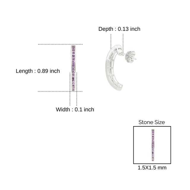 Metal Purple Amethyst 0.72 Carat Gemstone Half Hoop Earrings- 2 Pieces For Sale - Image 7 of 9