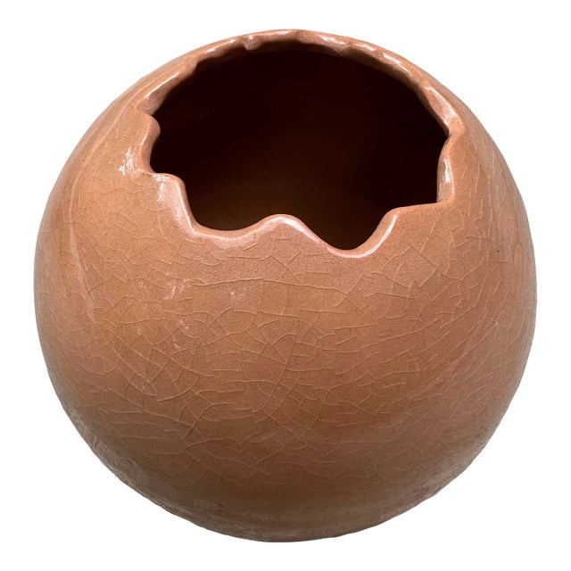 1980s Vintage Abstract Ceramic Squiggle Mouthed Vase For Sale