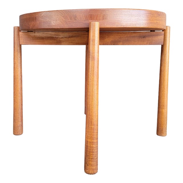 Round Teak End Table Attributed to Jens Harald Quistgaard for Dux For Sale