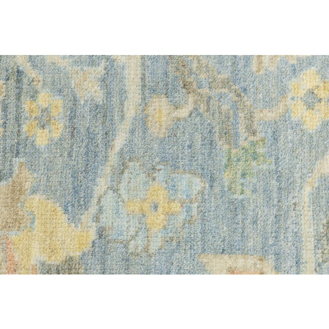 Modern Sultanabad Hand-Knotted Wool Area Rug – Serene Slate Blue & Terracotta For Sale - Image 11 of 11