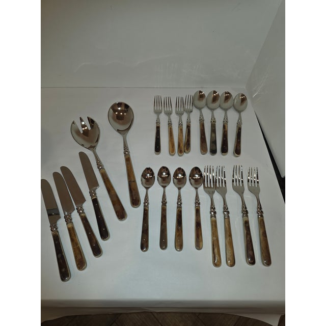 New 22 Piece Set of Bone and Stainless Flatware From Restoration Hardware For Sale - Image 11 of 11