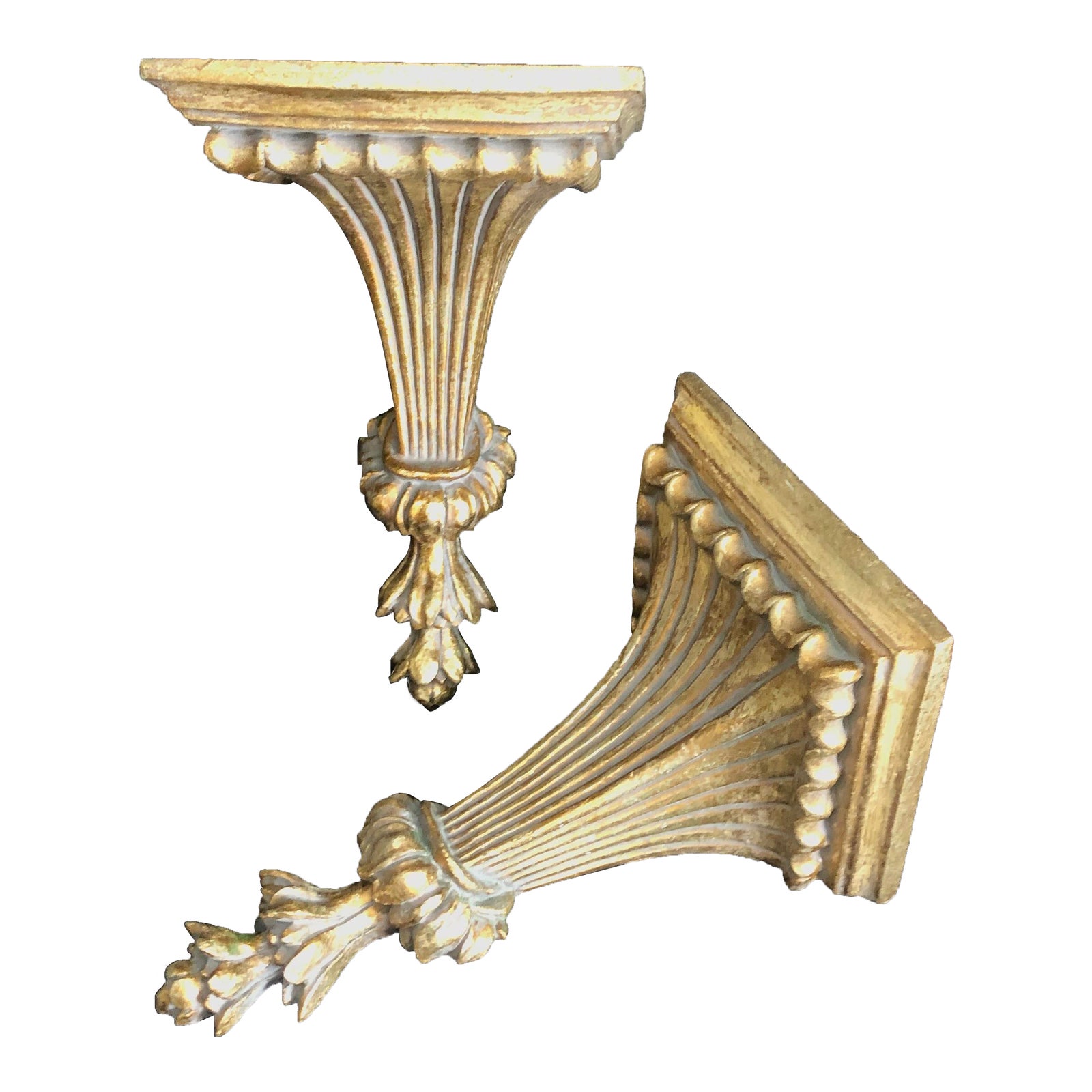 Gilt Gold Wall Sconces Vintage Corbels a Pair Chairish