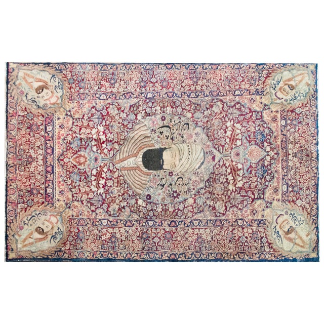 Textile Late 19th Century Persian Lavar Pictorial Karim Khan Zand Rug For Sale - Image 7 of 13