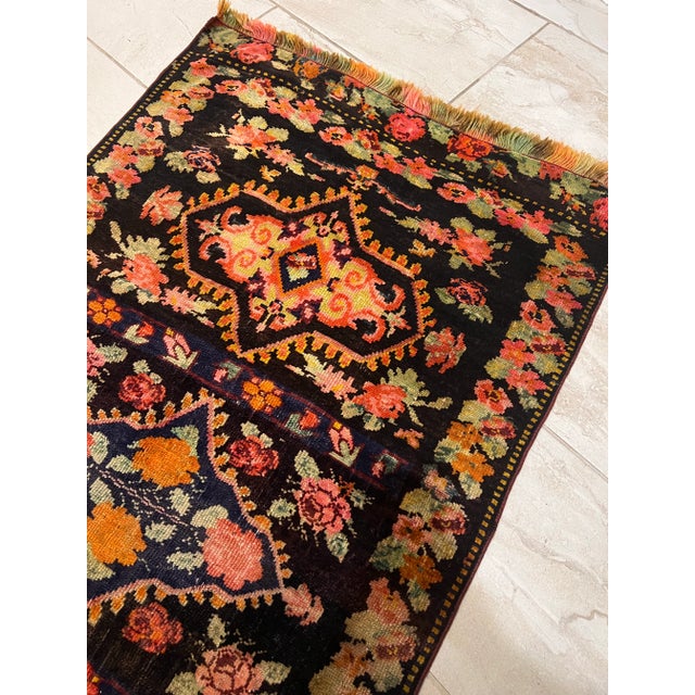 Antique Rose Pattern Armenian Rug For Sale - Image 4 of 5