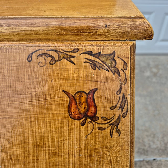 19th Century Antique Yellow Painted Victorian Ladies Slant Front Oak Secretary Desk For Sale - Image 4 of 14