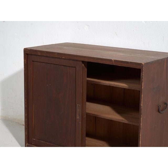 Brown Antique Japanese Sliding Door Cabinet For Sale - Image 8 of 11