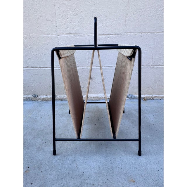 2000 - 2009 Paul McCobb for Fritz Hansen Magazine Holder, Black Steel & Tan Textile For Sale - Image 5 of 12