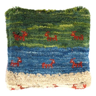 Pasargad DC Fine Hand Knotted Persian Gabbeh Pillow For Sale