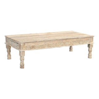 1930s Rustic White Reclaimed Wood Rectangular Coffee Table – 1 Piece For Sale
