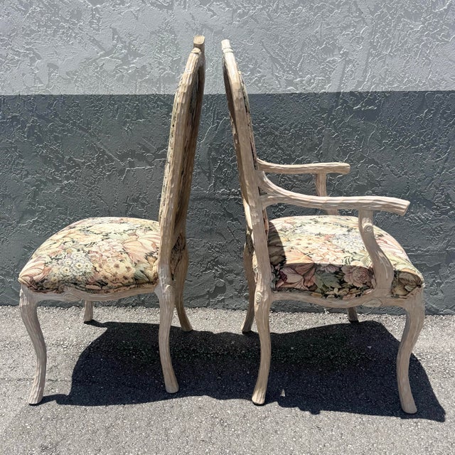 Vintage French Provincial Faux Bois Dining Chairs - Set of 6 For Sale - Image 4 of 7