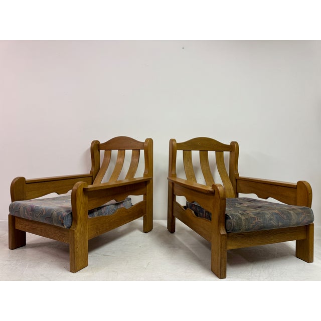 Vintage Brutalist Oak Armchairs, 1960s, Set of 2 For Sale - Image 11 of 12
