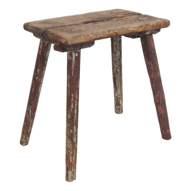 Vintage Folk Art Stool, 1920s For Sale