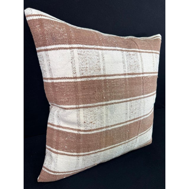Contemporary Turkish Hemp Pillow Cushion Natural Beige Brown Pillow Cushion Cover 24x24 For Sale - Image 3 of 4