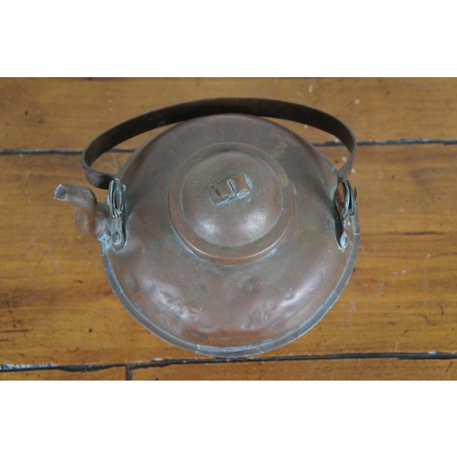 Metal Antique Primitive Copper Dovetailed Goose Neck Tea Coffee Pot Kettle For Sale - Image 7 of 10