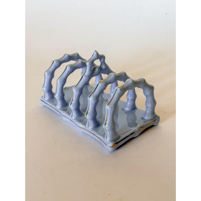 Limoges, France Antique French Limoges Lavender Blue Ceramic Toast Rack / Letter Holder For Sale - Image 4 of 14