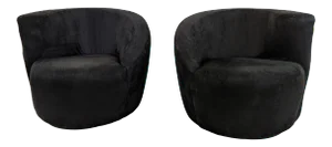 1970's Vladimir Kagan Nautilus Swivel Lounge Chairs for Directional