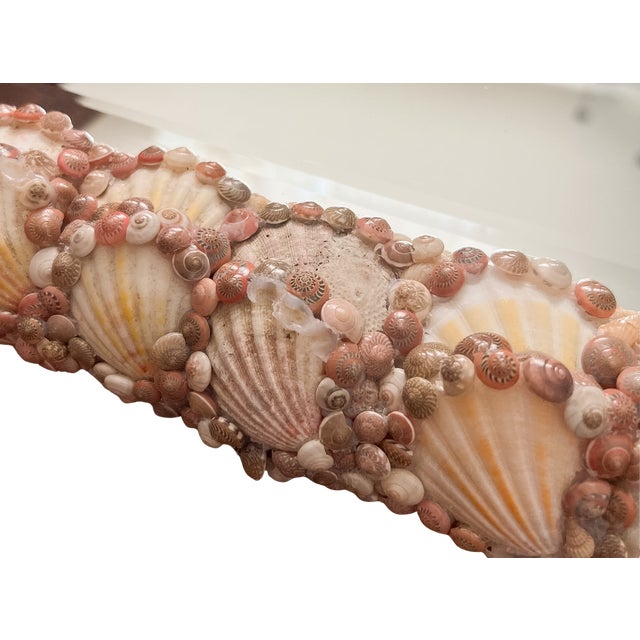 Large Vintage Shell-Encrusted Wall Mirror – Coastal / Hollywood Regency / Organic Modern For Sale - Image 11 of 12