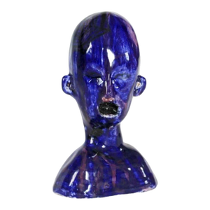Early 20th Century Blue Glazed Studio Pottery Bust