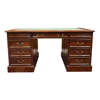 English Desk in Teak with Leather For Sale