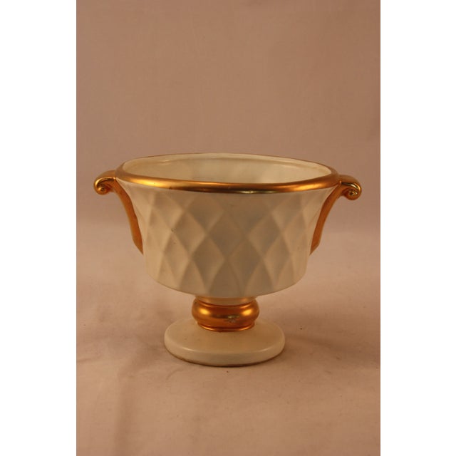 Vintage White/Gold Ceramic Flower Pot With 23Karat Gold Accent For Sale - Image 6 of 6