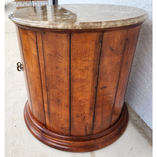 Henredon Style Marble Drum Table For Sale In Miami - Image 6 of 10