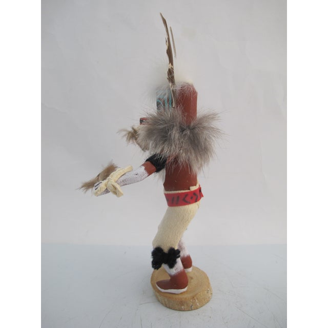 Hopi Native American White Wolf Dancing Kachina Doll Statue Figurine Signed For Sale - Image 4 of 6