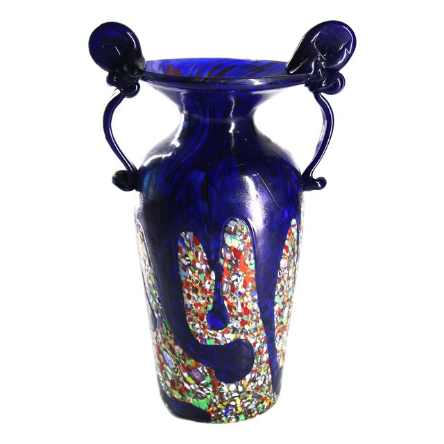 Blue Amphora Vase by MadeForSoul For Sale