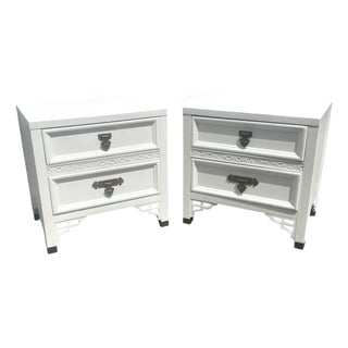 1960s Pair Restored Vintage Shangri-La by Dixie Chinoiserie Nightstands For Sale
