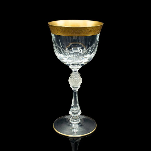1920s Pair of Antique Art Deco French Glass Celebratory Port Glasses For Sale - Image 6 of 13