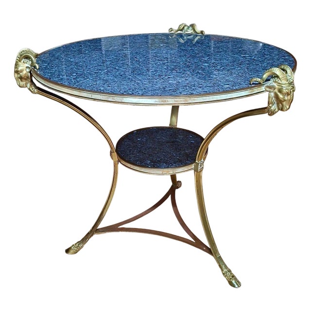 Maison Jansen-Style Guéridon Marble and Gilt Bronze Table For Sale