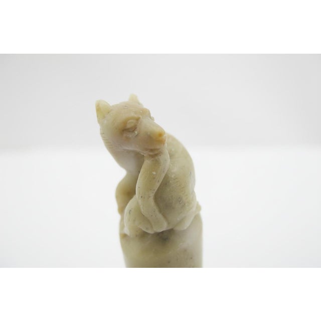 Stone Small Chinese Hand Carved Animal Dog Soapstone Chop Seal Figurine For Sale - Image 7 of 9