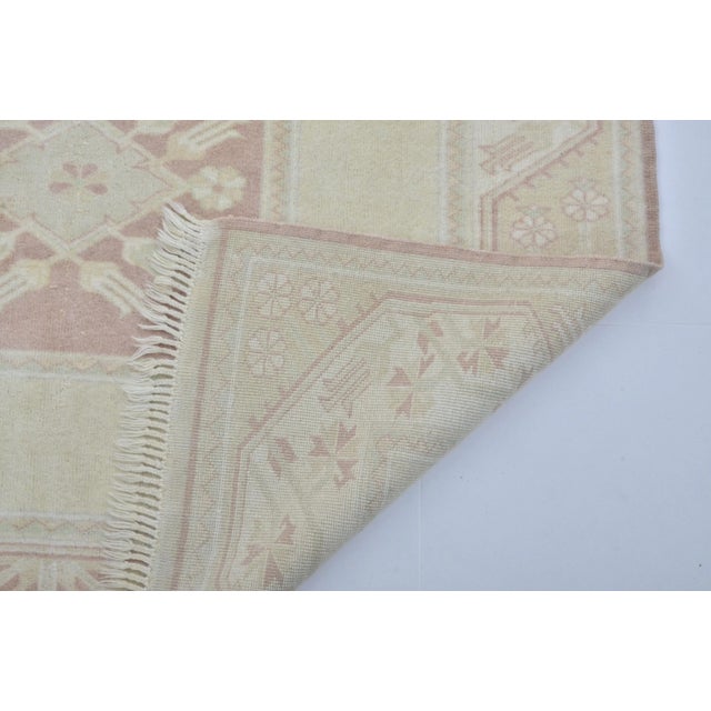 1960s Beige Vintage Natural Faded Handmade Wool Rug For Sale - Image 10 of 11