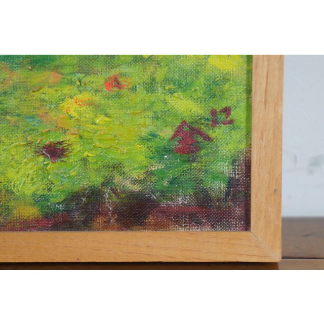 Green 1982 Chun Hwa Hwang Impressionist Oil Landscape Painting on Canvas, Framed For Sale - Image 8 of 13