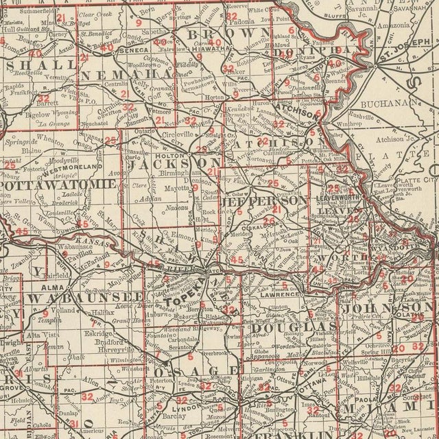 Antique Map of Kansas The Sunflower State by Ran McNally, 1899 For Sale - Image 4 of 12