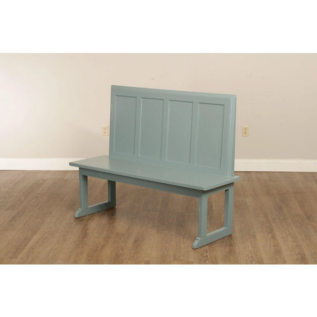 Vintage Painted Paneled Back Benches - A Pair For Sale - Image 9 of 13