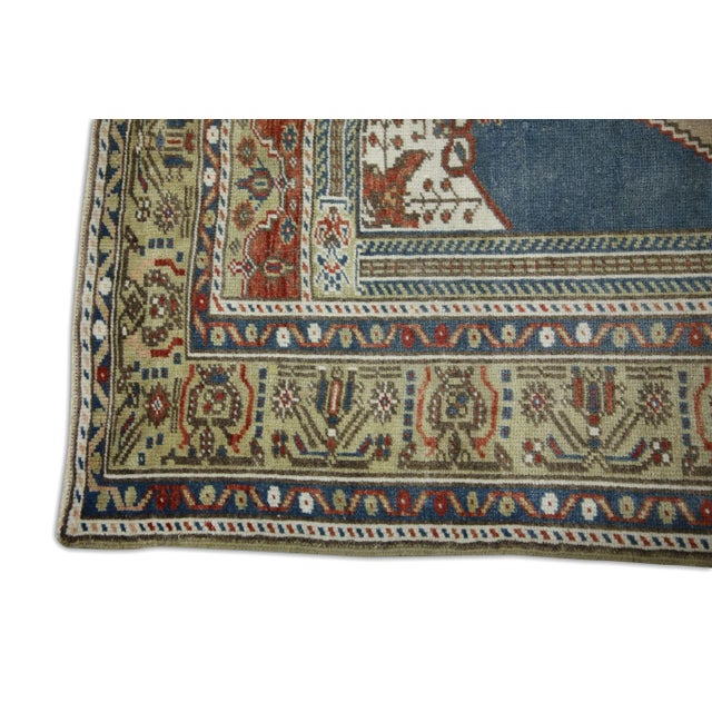 Rustic 1960s Blue Multicolor Vintage Turkish Rug 4'7" X 7' For Sale - Image 3 of 7