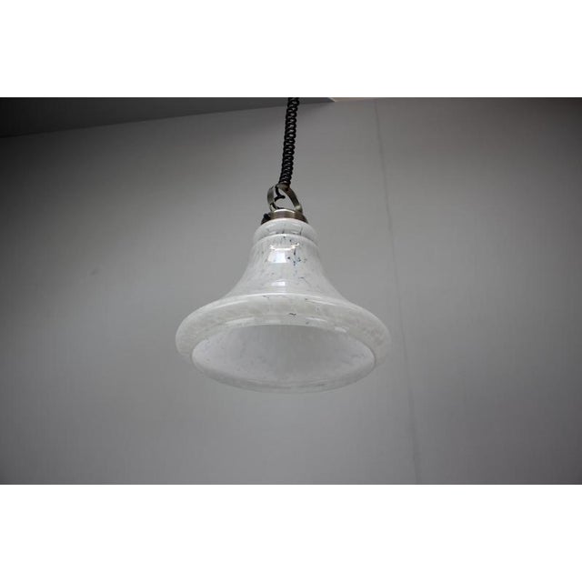Mid-Century Czechoslovak Glass Pendant Lamp with Marbled Shade, 1970s For Sale - Image 3 of 13